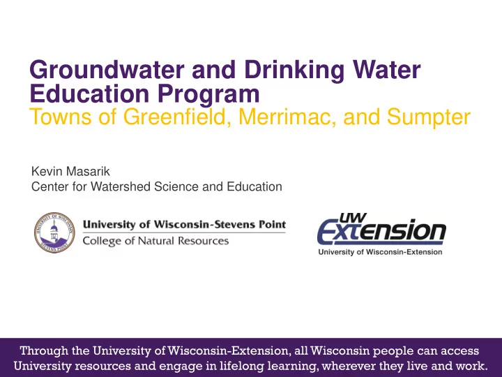 groundwater and drinking water education program