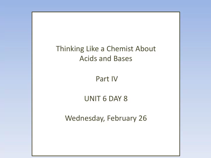 thinking like a chemist about