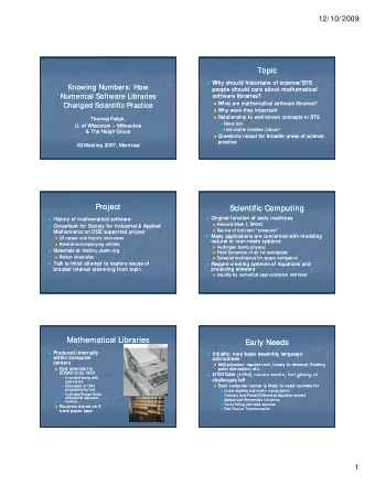 Topic  Topic  Why should historians of science/STS  Why should historians of science/STS