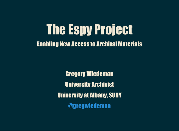 the espy project the espy project