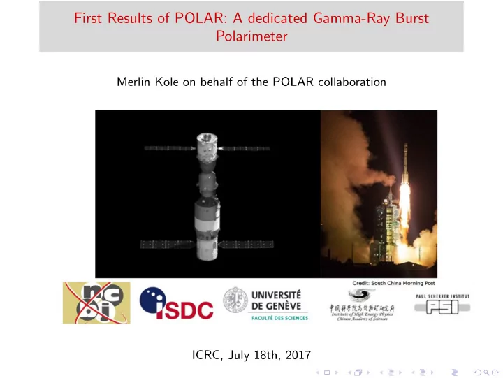 first results of polar a dedicated gamma ray burst