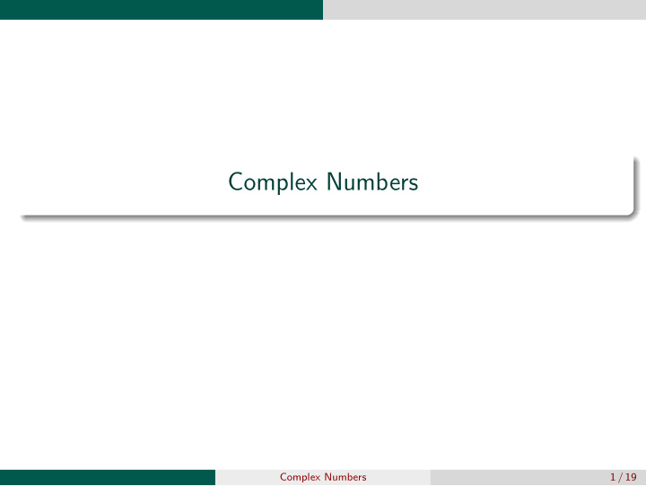 complex numbers