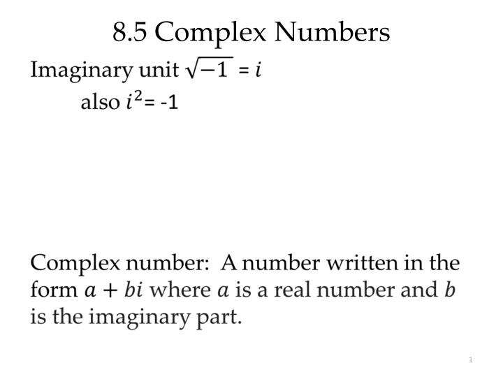 8 5 complex numbers