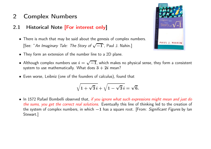2 complex numbers