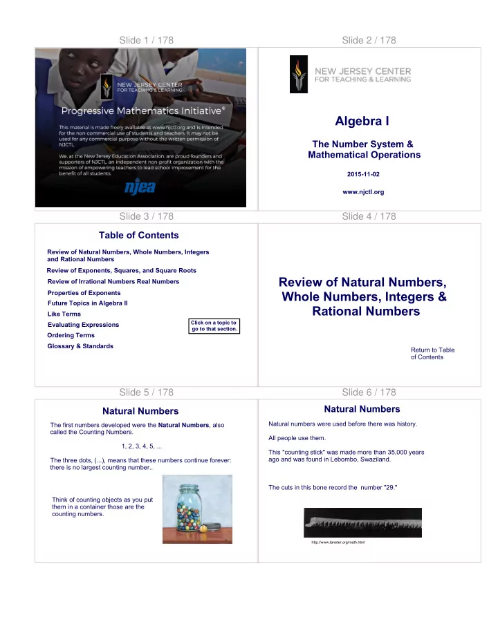 review of natural numbers