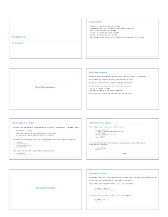 61A Lecture 16  Hog strategy contest winners will be announced on Wednesday 3/4 in lecture