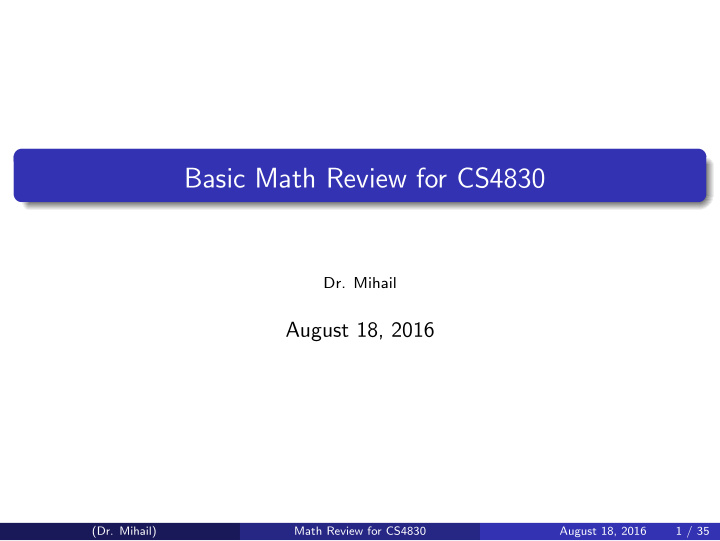 basic math review for cs4830