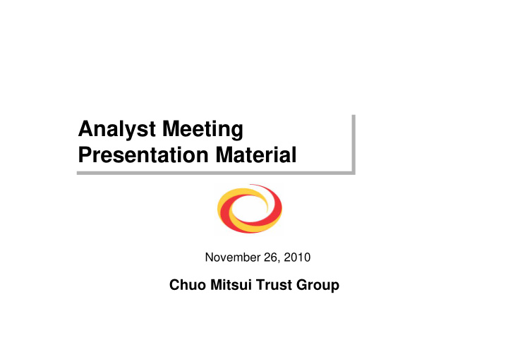 analyst meeting analyst meeting presentation material
