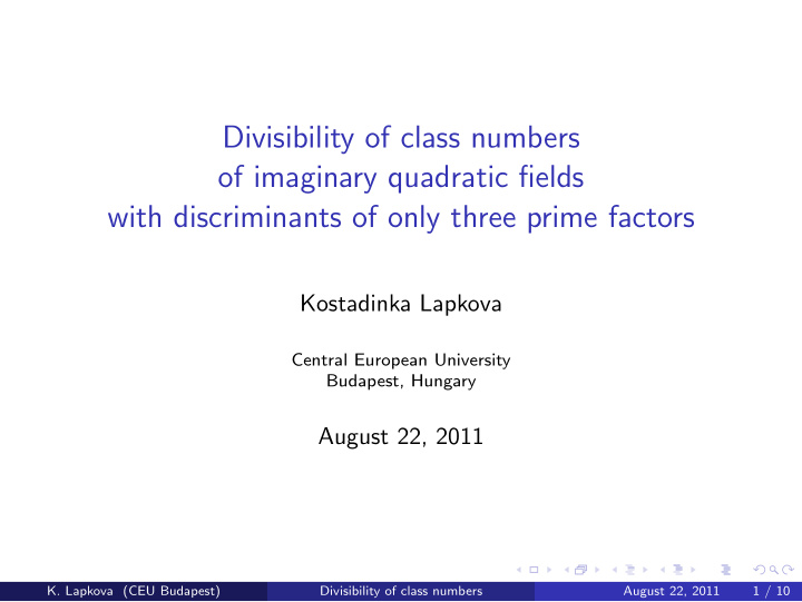 divisibility of class numbers of imaginary quadratic
