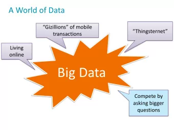 Big Data  Compete by  asking bigger  questions  $$$...  $  ???  SLA Yaaaay  Hadoop to Save the