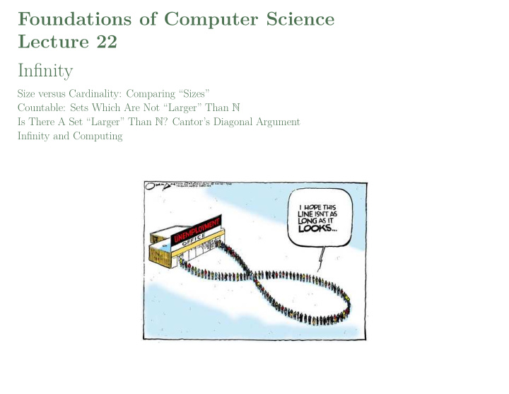 foundations of computer science lecture 22 infinity