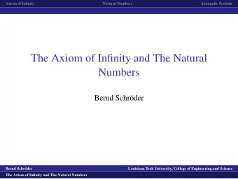 The Axiom of Infinity and The Natural  Numbers  Bernd Schr  oder  logo1  Bernd Schr  oder