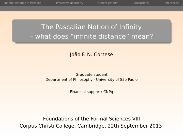 the pascalian notion of infinity what does infinite