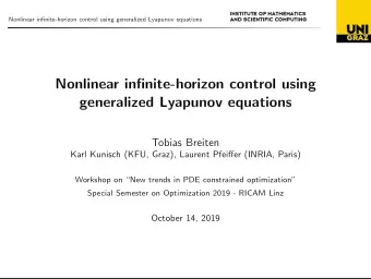 Nonlinear infinite-horizon control using  generalized Lyapunov equations  Tobias Breiten  Karl