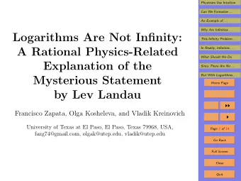 Logarithms Are Not Infinity:  This Infinity Problem . . .  A Rational Physics-Related  In Reality,