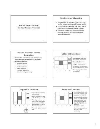Reinforcement Learning  You can think of supervised learning as the teacher providing answers