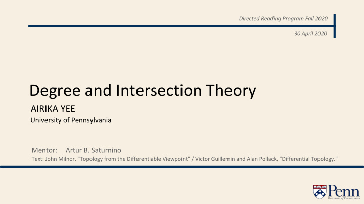 degree and intersection theory