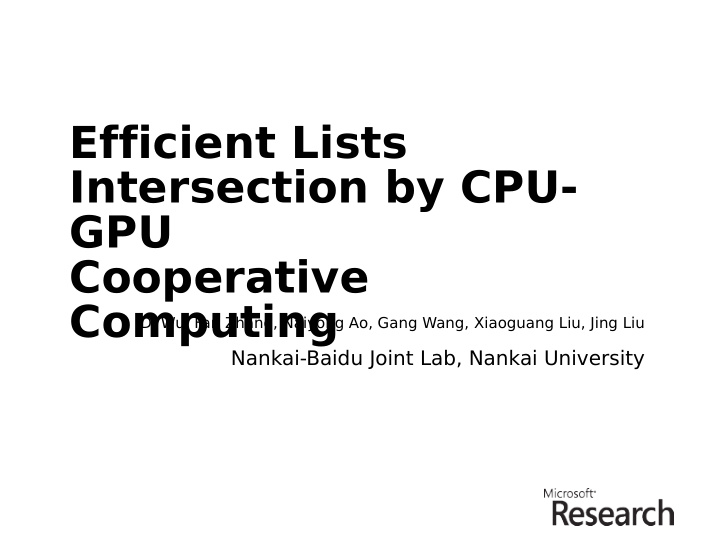 efficient lists intersection by cpu gpu cooperative