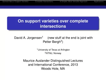 On support varieties over complete  intersections David A. Jorgensen 1  (new stuff at the end is