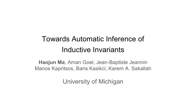 towards automatic inference of inductive invariants
