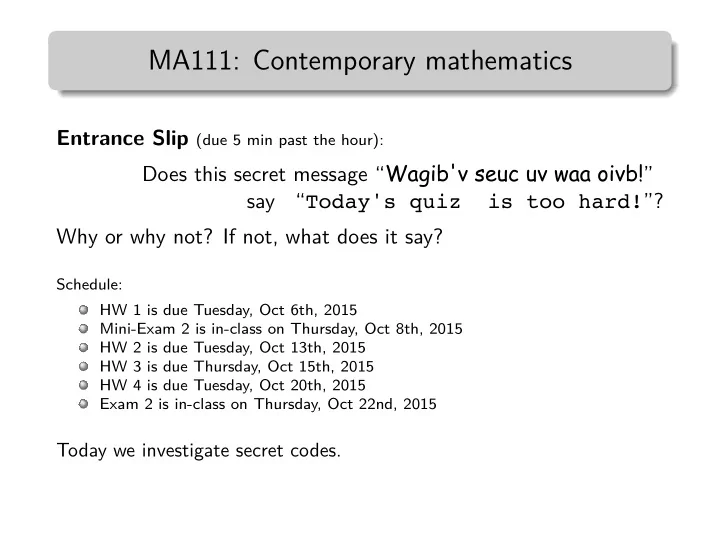 ma111 contemporary mathematics