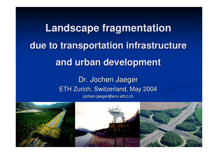 landscape fragmentation fragmentation landscape