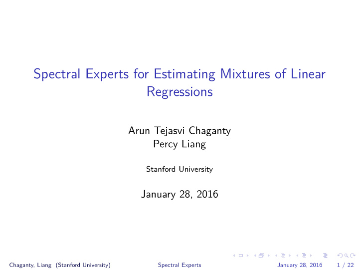 spectral experts for estimating mixtures of linear