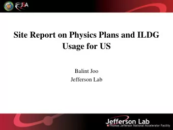 Site Report on Physics Plans and ILDG  Usage for US  Balint Joo  Jefferson Lab  Machines used for