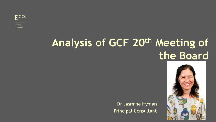 analysis of gcf 20 th meeting of