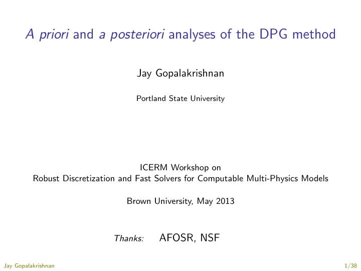 a priori and a posteriori analyses of the dpg method