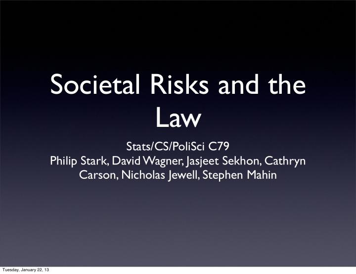 societal risks and the law