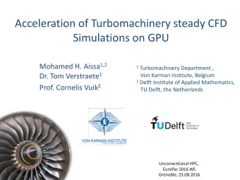 Simulations on GPU Mohamed H. Aissa 1,2 1 Turbomachinery Department , Dr. Tom Verstraete 1  Von