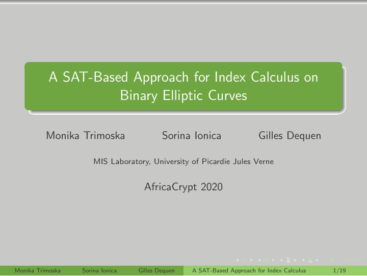 a sat based approach for index calculus on binary