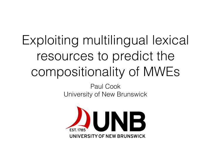 exploiting multilingual lexical resources to predict the