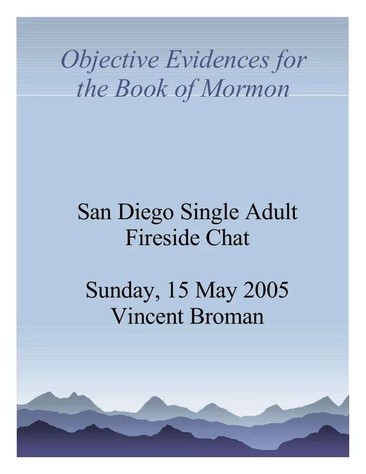 objective evidences for the book of mormon