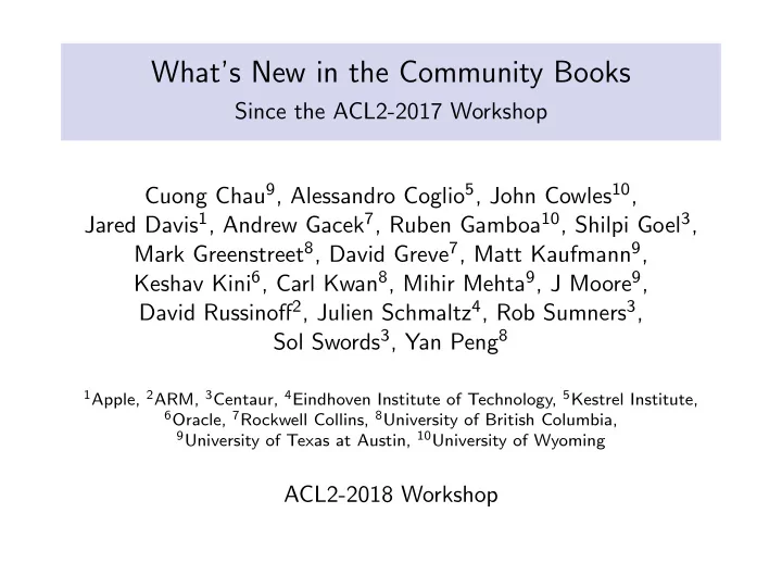 what s new in the community books