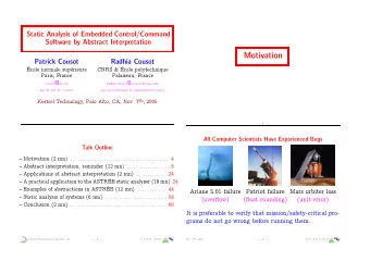 Motivation  Patrick Cousot  Radhia Cousot  cole normale suprieure  CNRS &amp; cole