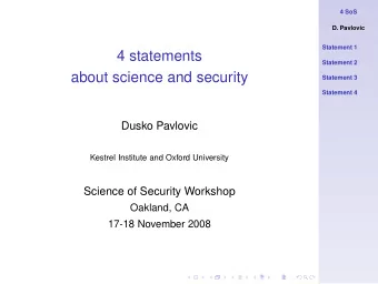 4 statements  Statement 2  about science and security  Statement 3  Statement 4  Dusko Pavlovic