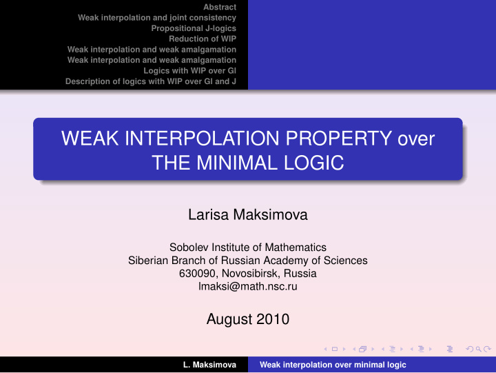 weak interpolation property over the minimal logic