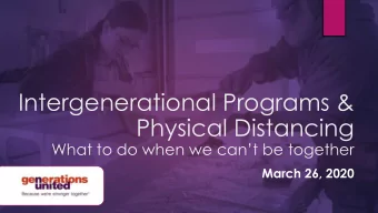 Intergenerational Programs &amp;  Physical Distancing  What to do when we cant be together
