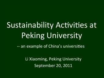 Sustainability  Ac.vi.es  at   Peking  University  --  an  example