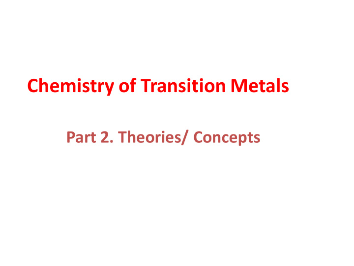 chemistry of transition metals