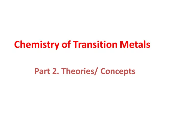 chemistry of transition metals
