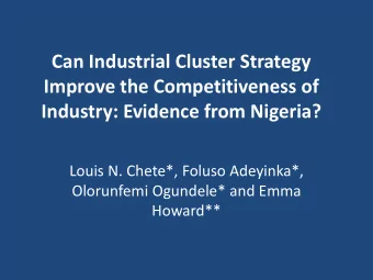 Can Industrial Cluster Strategy  Improve the Competitiveness of Industry: Evidence from Nigeria?