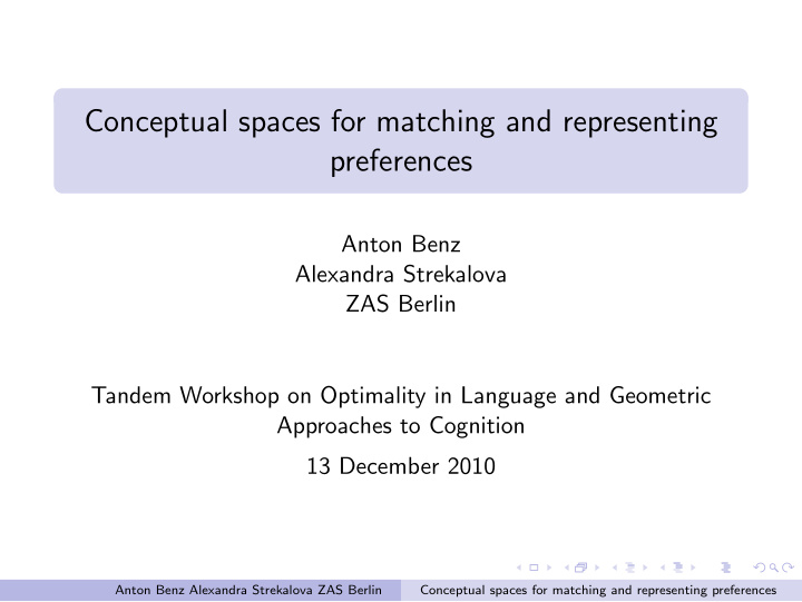 conceptual spaces for matching and representing