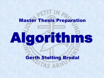 Algorithms  Algorithms  Gerth Stlting Brodal  Overview  Overview  Algo  Algorit  rithm  hms  s gr