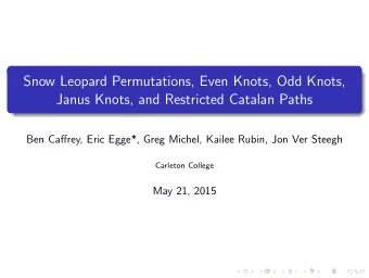 Snow Leopard Permutations, Even Knots, Odd Knots,  Janus Knots, and Restricted Catalan Paths  Ben