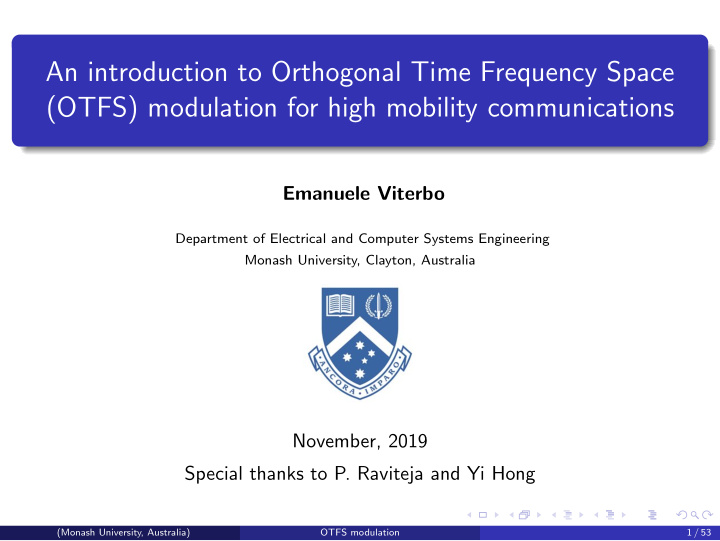 an introduction to orthogonal time frequency space otfs