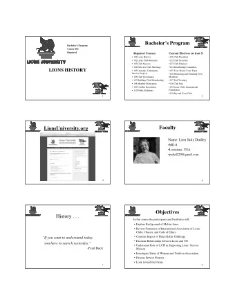 Bachelors Program  Bachelors Program  Course 101  Required  Required Courses:  Current