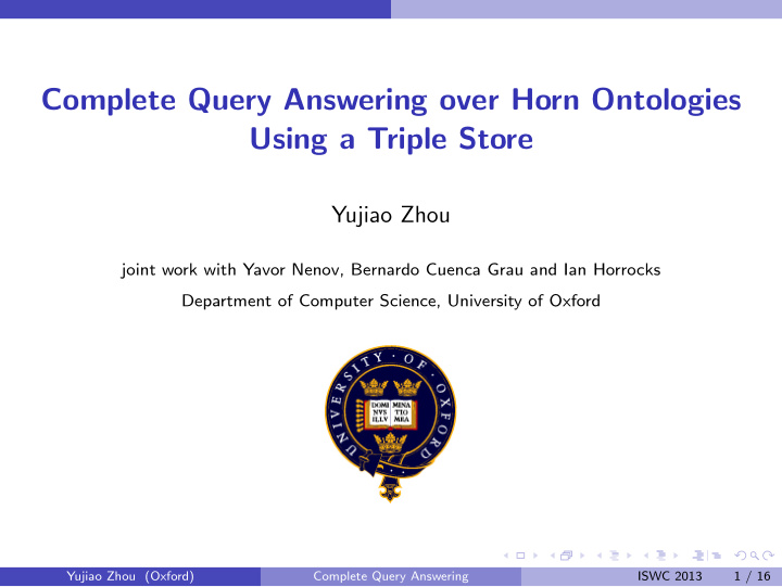 complete query answering over horn ontologies using a